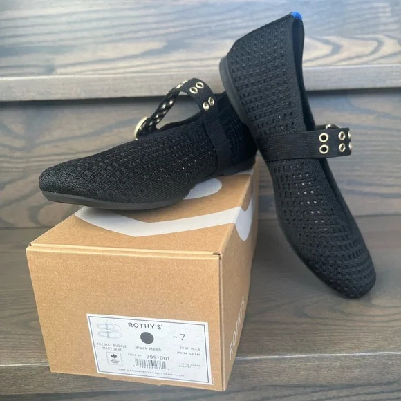 Rothy's Max Buckle Mary Jane flat in Black Mesh Size 7 - Like New! - Picture 5 of 14